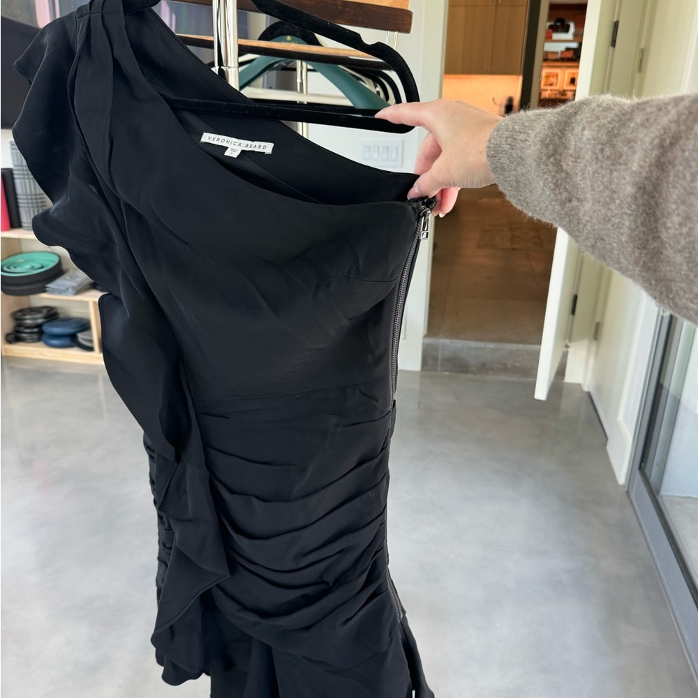 Veronica Beard Black One-Shoulder Dress